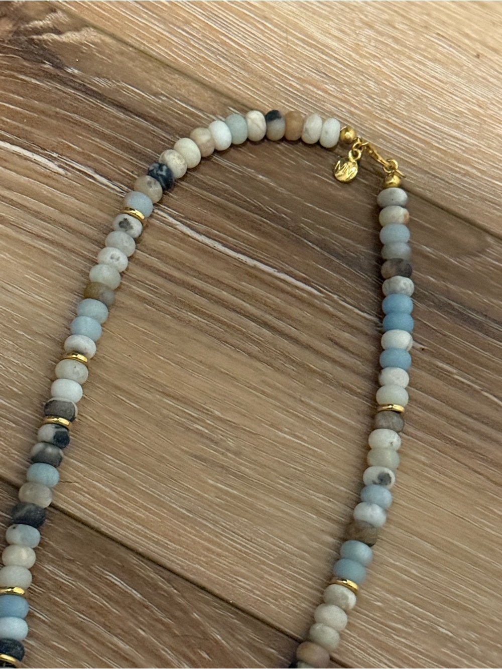 New MAYAMAR 24k gold plated amazonite beaded charm necklace - Picture 4 of 5